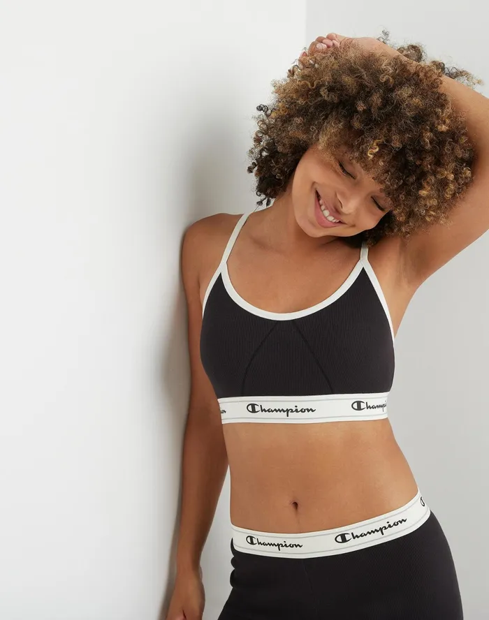 Women039S Bralette Script Logo New Ebony Women Champion Sports Bras and Bralettes