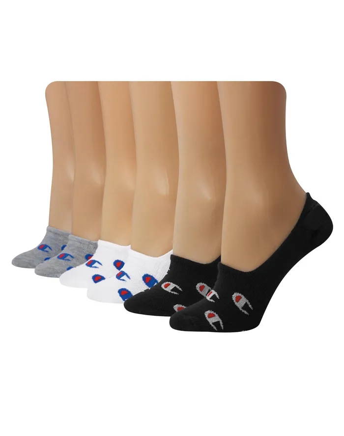 Women039S Invisible Liner Socks C Logo 6Pairs Blackgreywhite Women Champion Socks