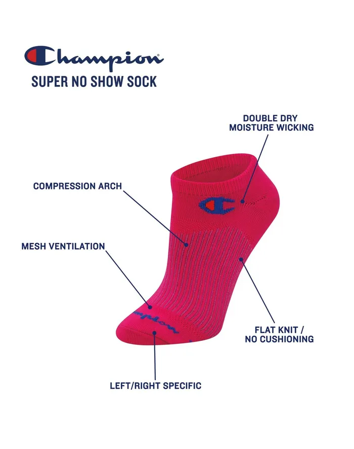 Women039S Sport Super NoShow Socks 3Pair Pack Wow Pinkcreative Mauveblue Jay Assorted Women Champion Socks