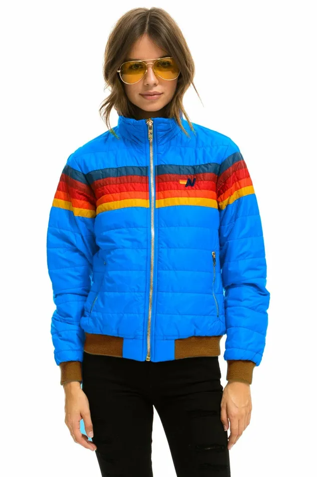 Women 5 STRIPE JACKET 8211 BLUE CINA Aviator Nation Outerwear Women 5 STRIPE JACKET 8211 BLUE CINA Aviator Nation Outerwear