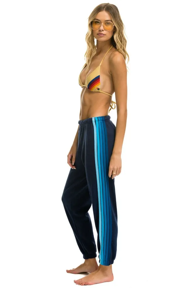 Women 5 STRIPE SWEATPANTS 8211 NAVY BLUE Aviator Nation Sweatpants