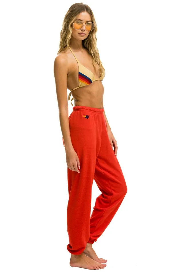 Women 5 STRIPE SWEATPANTS 8211 RED NEON RAINBOW Aviator Nation Sweatpants Women 5 STRIPE SWEATPANTS 8211 RED NEON RAINBOW Aviator Nation Sweatpants