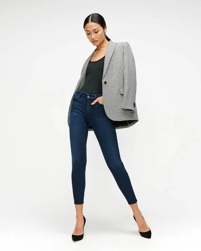 Women 7 For All Mankind Ankle Slim Illusion High Waist Ankle Skinny In Twilight Blue