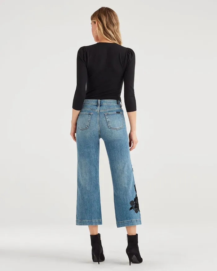 Women 7 For All Mankind Cropped Cropped Alexa With Couture Floral Aplique In Telluride
