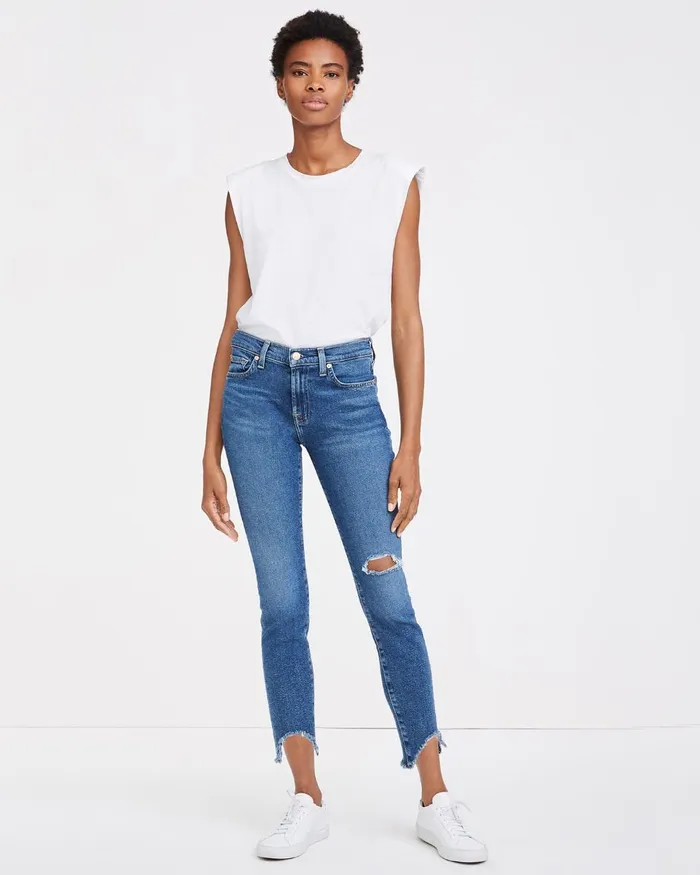 Women 7 For All Mankind Denim Luxe Vintage Ankle Skinny With Wave Hem In Lady Blue