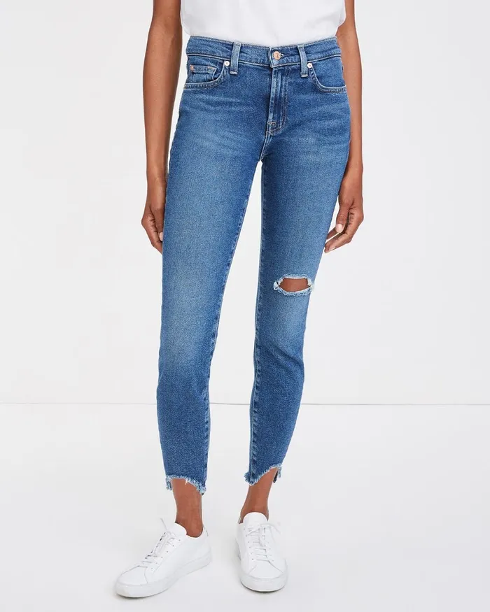 Women 7 For All Mankind Denim Luxe Vintage Ankle Skinny With Wave Hem In Lady Blue