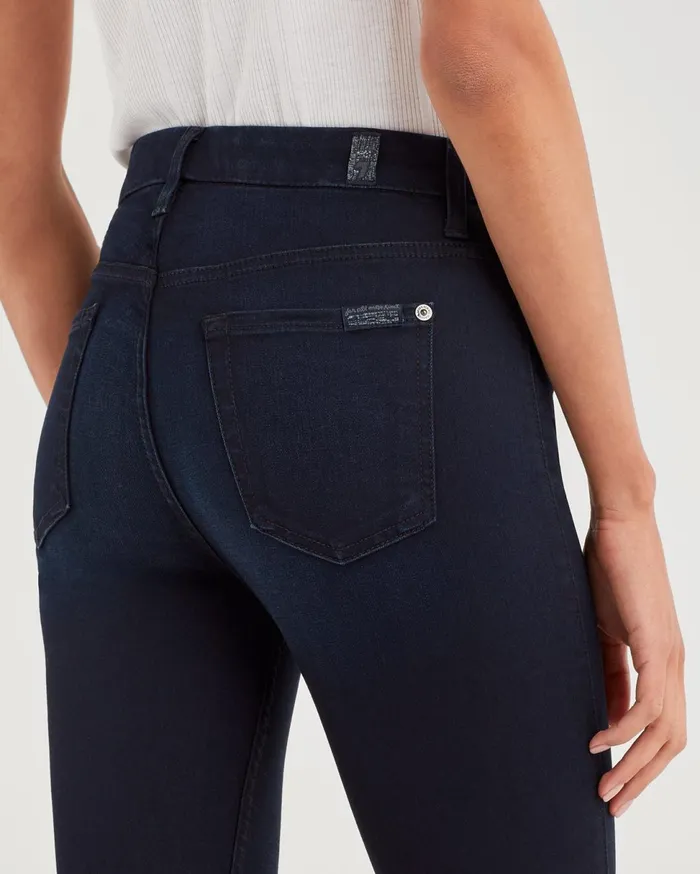 Women 7 For All Mankind Full Length Bair Denim High Waist Skinny In Blue Black River Thames