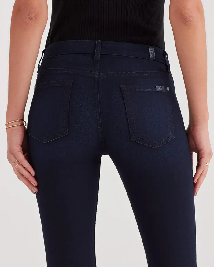 Women 7 For All Mankind Full Length Bair Denim High Waist Skinny In Blue Black River Thames