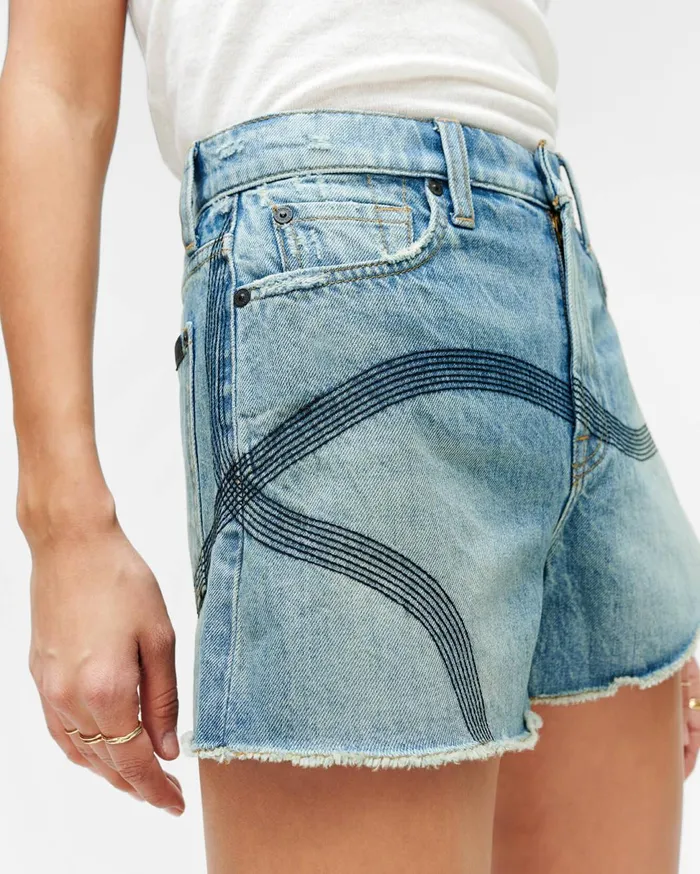 Women 7 For All Mankind Shorts 038 Skirts High Waist Short With Embroidery In Topanga