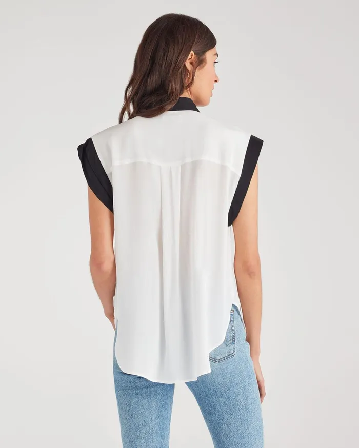 Women 7 For All Mankind Tops Contrast Cuff Drop Shoulder Top In Soft White