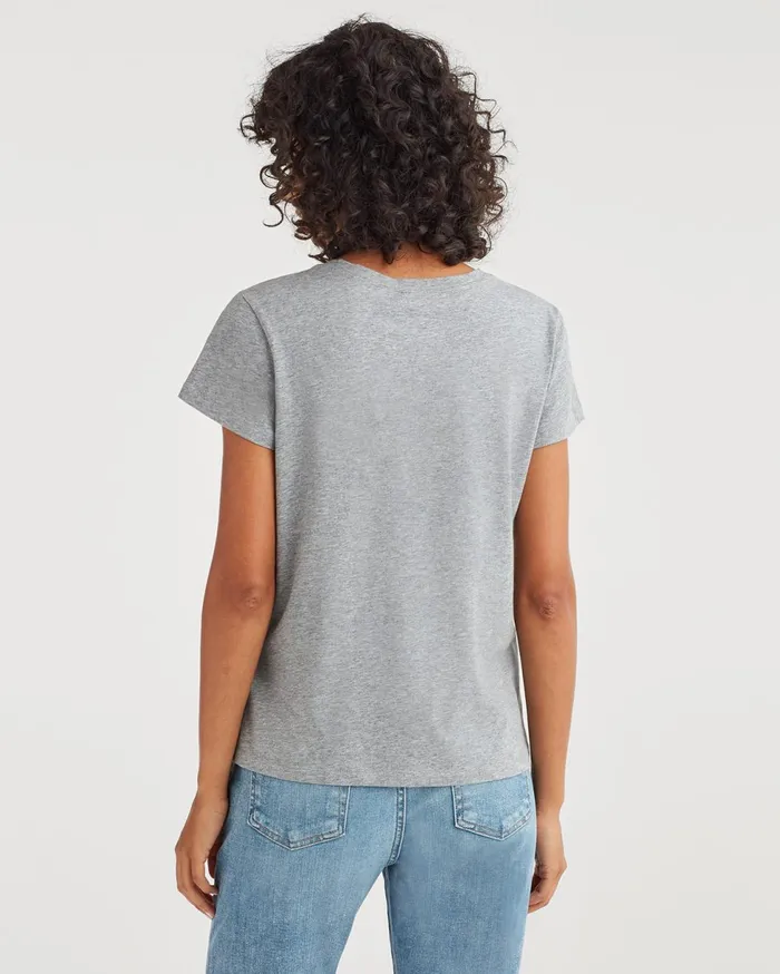 Women 7 For All Mankind Tops Pima Cotton Baby Tee In Heather Grey