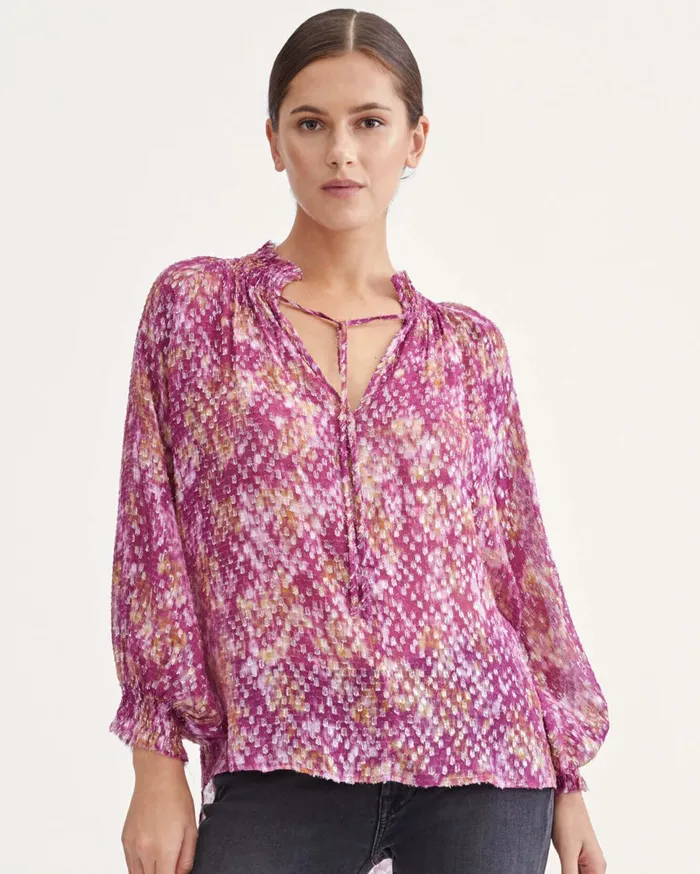 Women 7 For All Mankind Tops Smock Drop Neck Top In Wine Berry