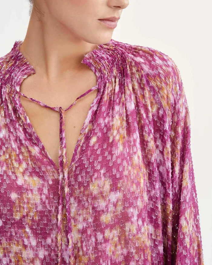 Women 7 For All Mankind Tops Smock Drop Neck Top In Wine Berry