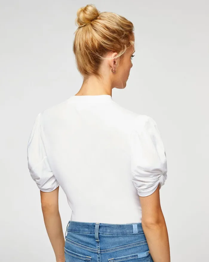 Women 7 For All Mankind Tops Twist Neck 038 Sleeve Top In Soft White