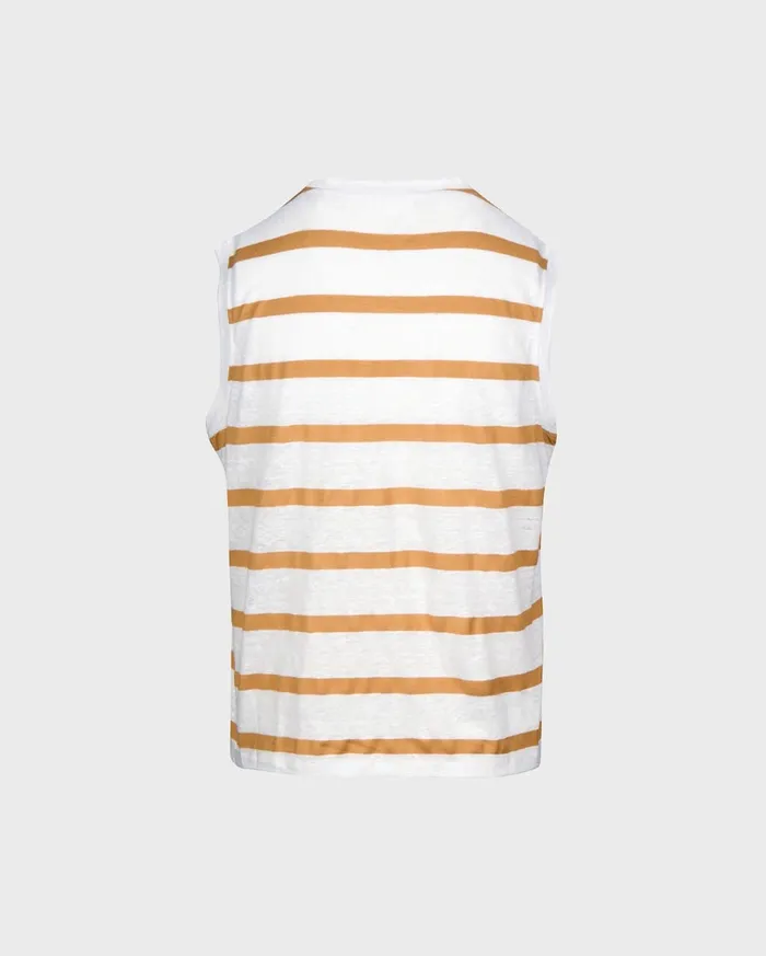 Women 7 For All Mankind Tops Welt Pocket Muscle Tee In WhiteAmber Stripe