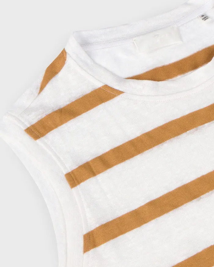 Women 7 For All Mankind Tops Welt Pocket Muscle Tee In WhiteAmber Stripe
