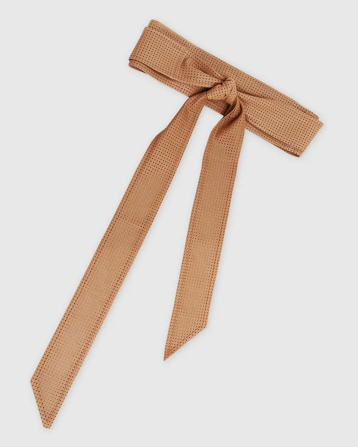 Women Accessories Belle and Bloom Escalate Perforated Leather Belt 8211 Brown