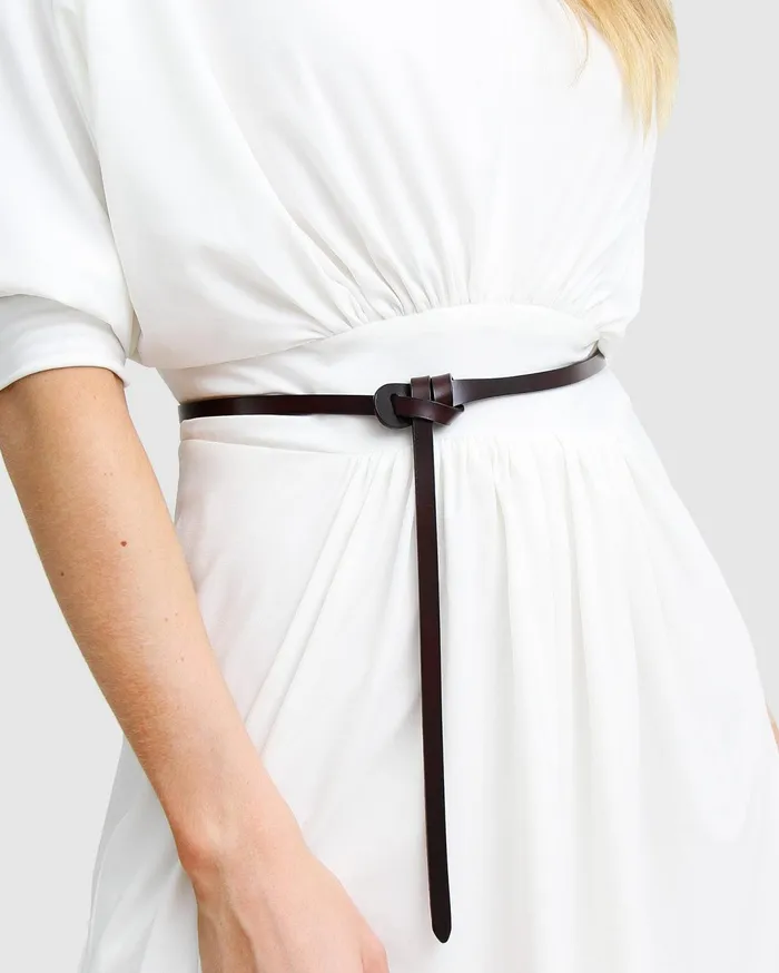 Women Accessories Belle and Bloom Leather Tie Belt 2 Pack 8211 White Espresso