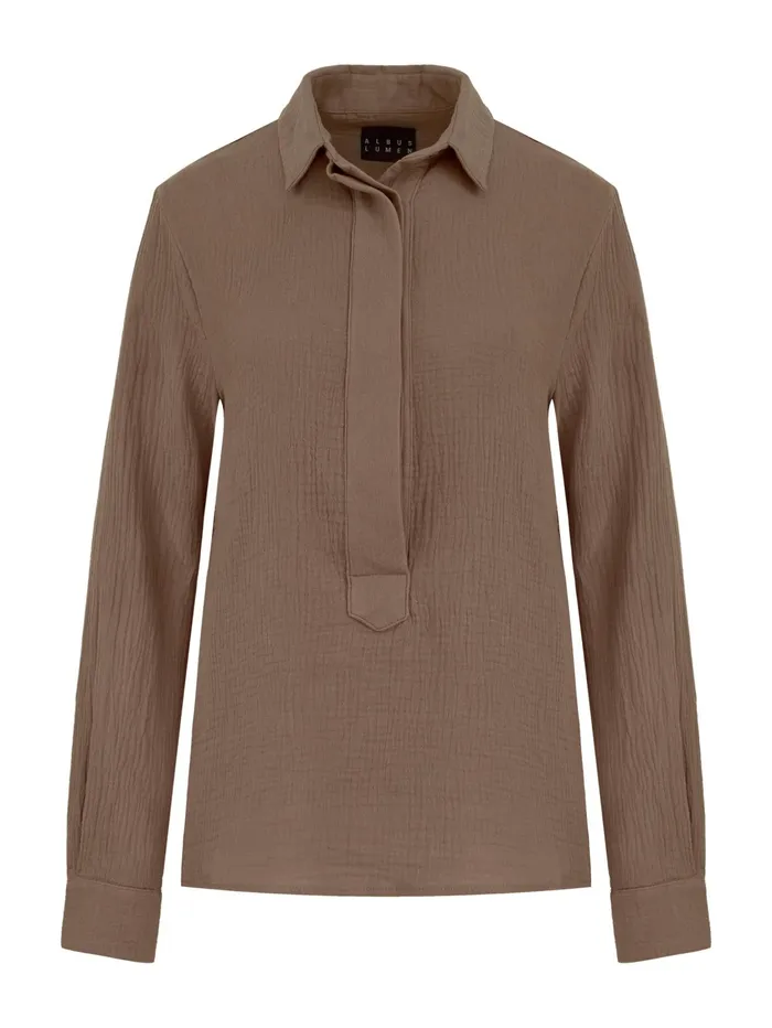 Women Albus Lumen 8211 Almond Hero Fidera Long Sleeve Shirt The UNDONE Tops