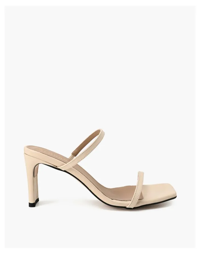 Women ALOHAS Leather Cannes Sandals Almond Madewell Heels