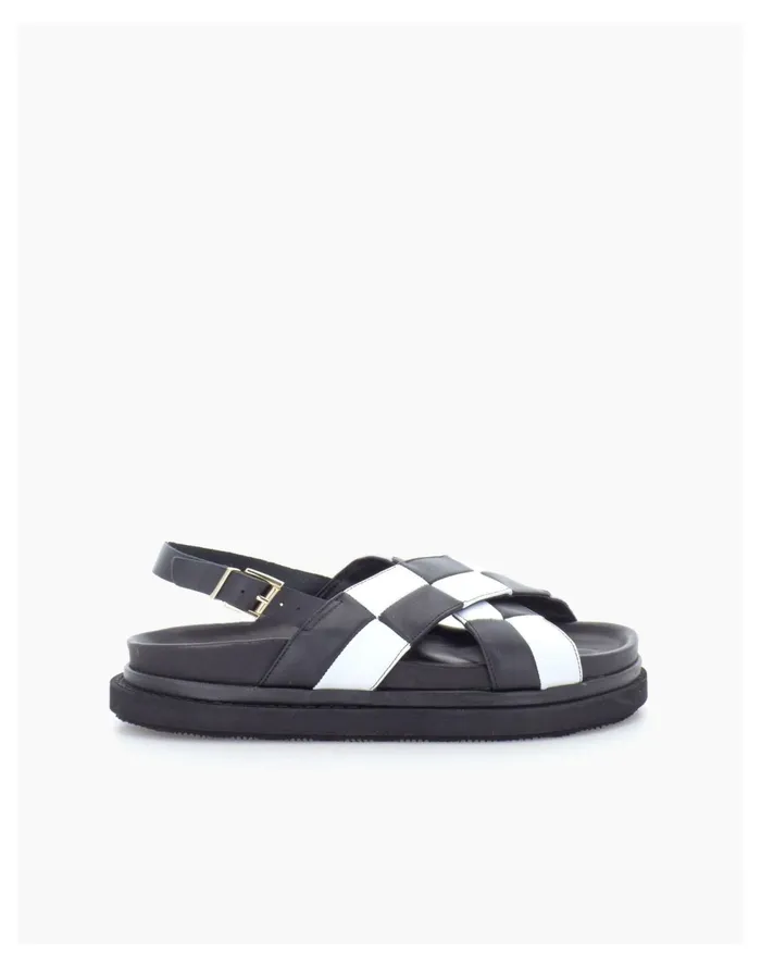 Women ALOHAS Marshmallow Scacchi Black and White Sandal Black Multi Madewell Sandals
