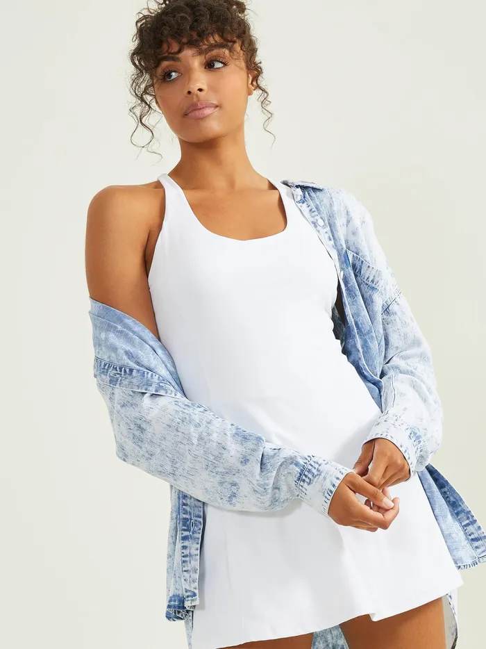 Women Altar039d State Activewear Lighten Up Acid Wash Top Blue