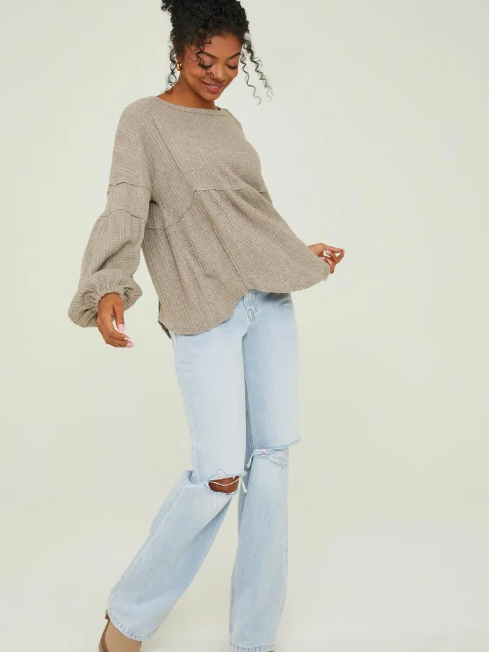 Women Altar039d State Blouses Eilish Babydoll Top Mocha