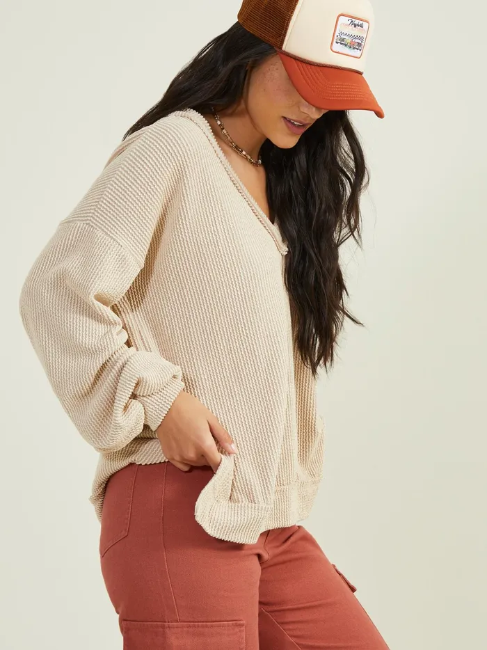 Women Altar039d State Blouses Fallon Ribbed Tunic Top Oat