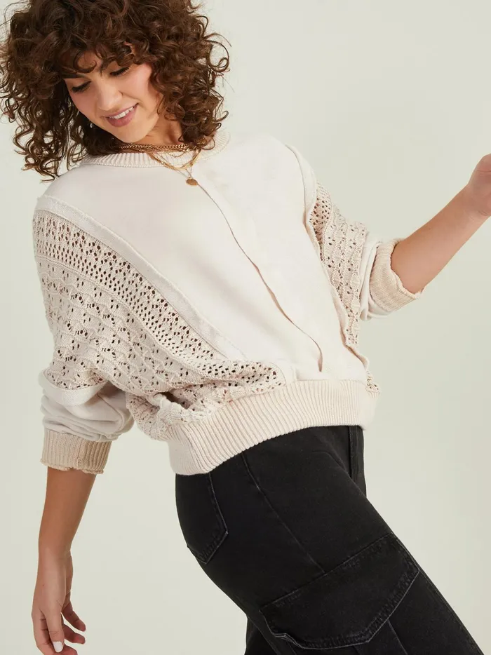 Women Altar039d State Blouses Jenna Crochet Pieced Top Mushroom