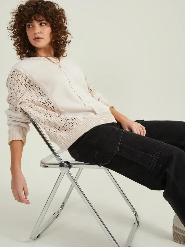 Women Altar039d State Blouses Jenna Crochet Pieced Top Mushroom