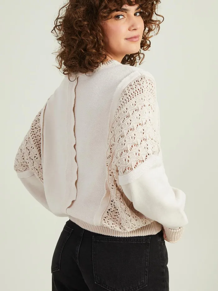 Women Altar039d State Blouses Jenna Crochet Pieced Top Mushroom