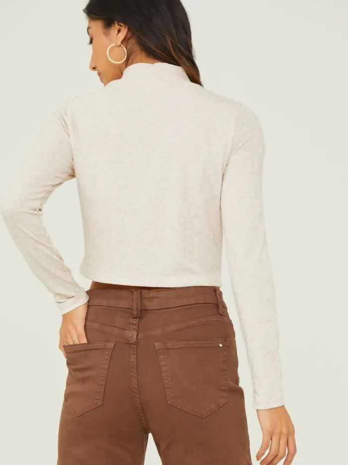 Women Altar039d State Blouses Leia Ribbed Mock Neck Top Oatmeal