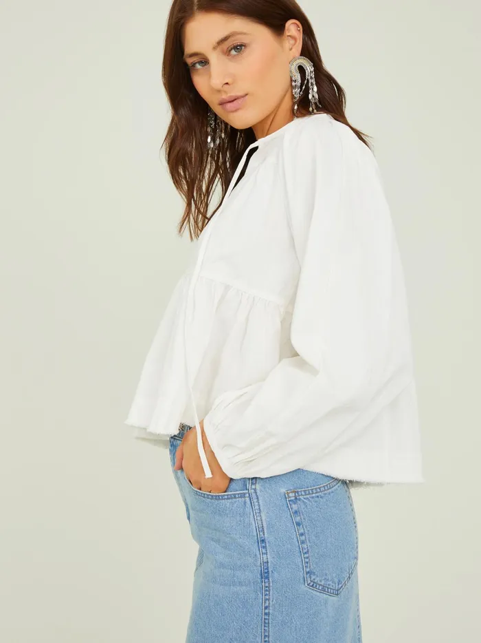 Women Altar039d State Blouses Sidney Tie Tiered Top Offwhite