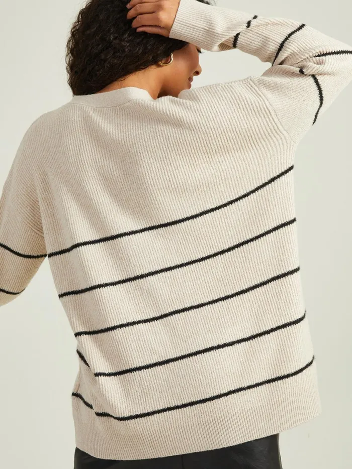Women Altar039d State Cardigans Vienna Striped Cardigan Oatmealblack
