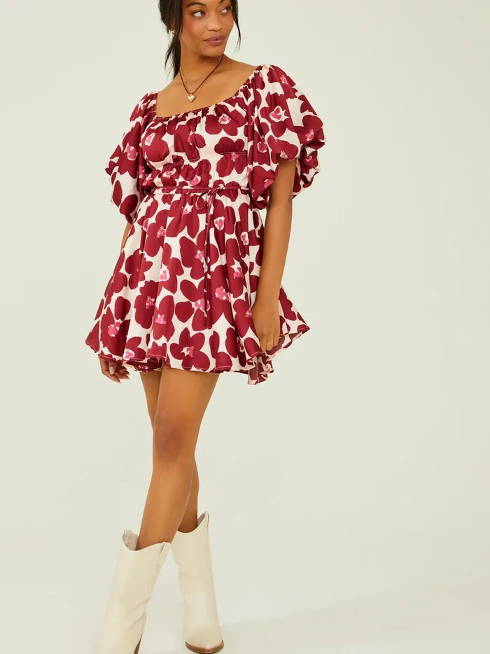 Women Altar039d State Casual Ainsleigh Floral Babydoll Dress Burgundymulti