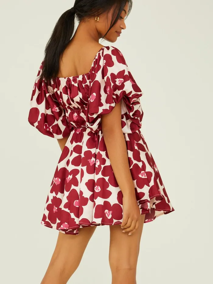 Women Altar039d State Casual Ainsleigh Floral Babydoll Dress Burgundymulti
