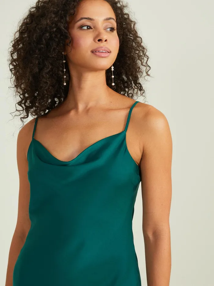 Women Altar039d State Casual Blythe Satin Slip Midi Dress Hunter
