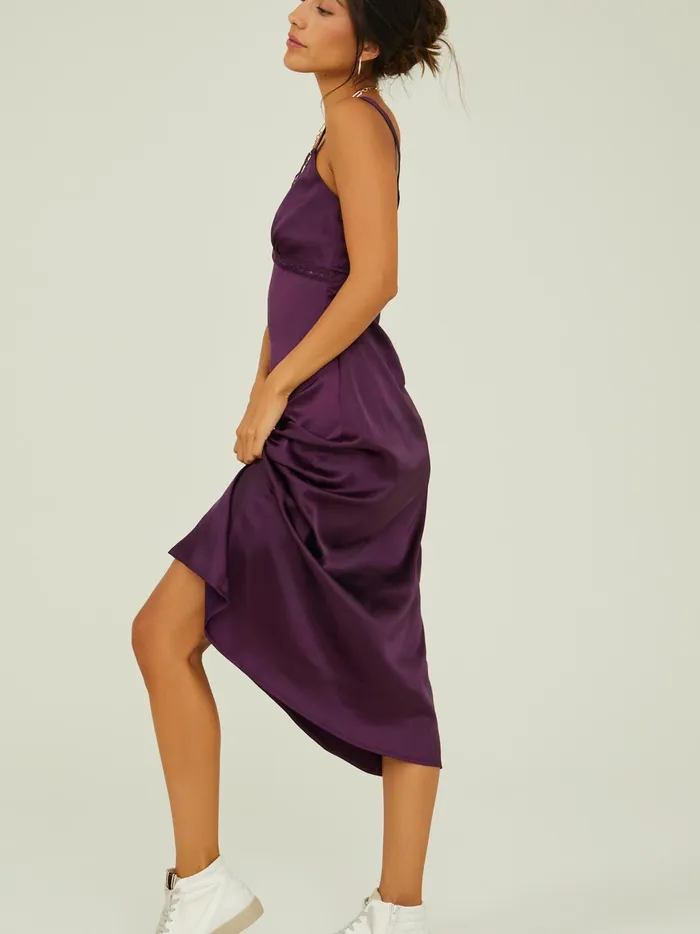 Women Altar039d State Casual Cara Satin Midi Slip Dress Winetasting