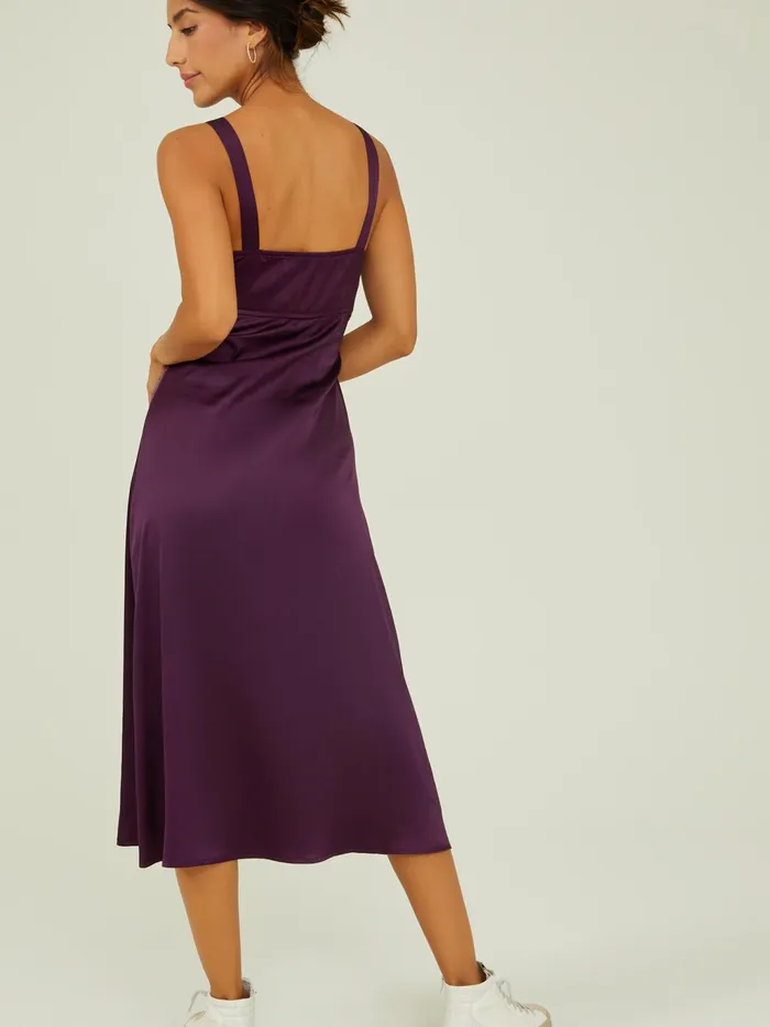 Women Altar039d State Casual Cara Satin Midi Slip Dress Winetasting