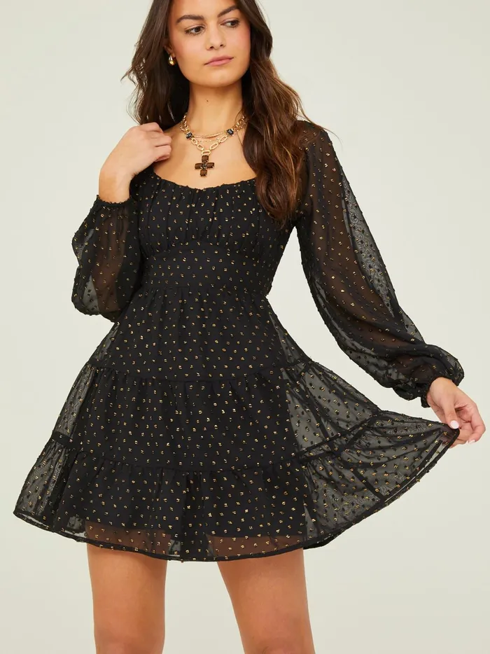 Women Altar039d State Casual Dekota Clip Dot Dress Blackgold
