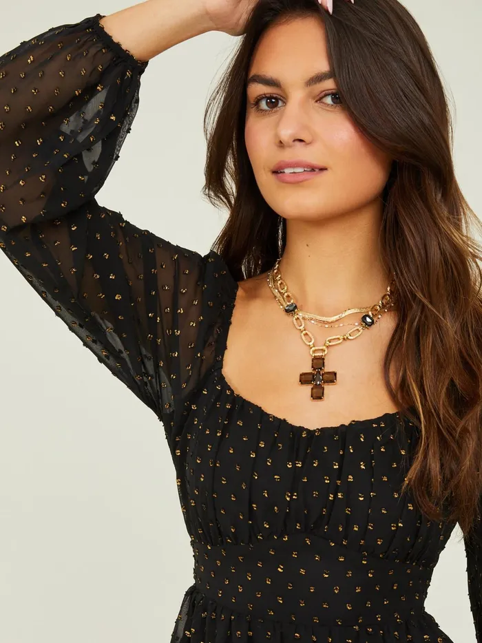 Women Altar039d State Casual Dekota Clip Dot Dress Blackgold