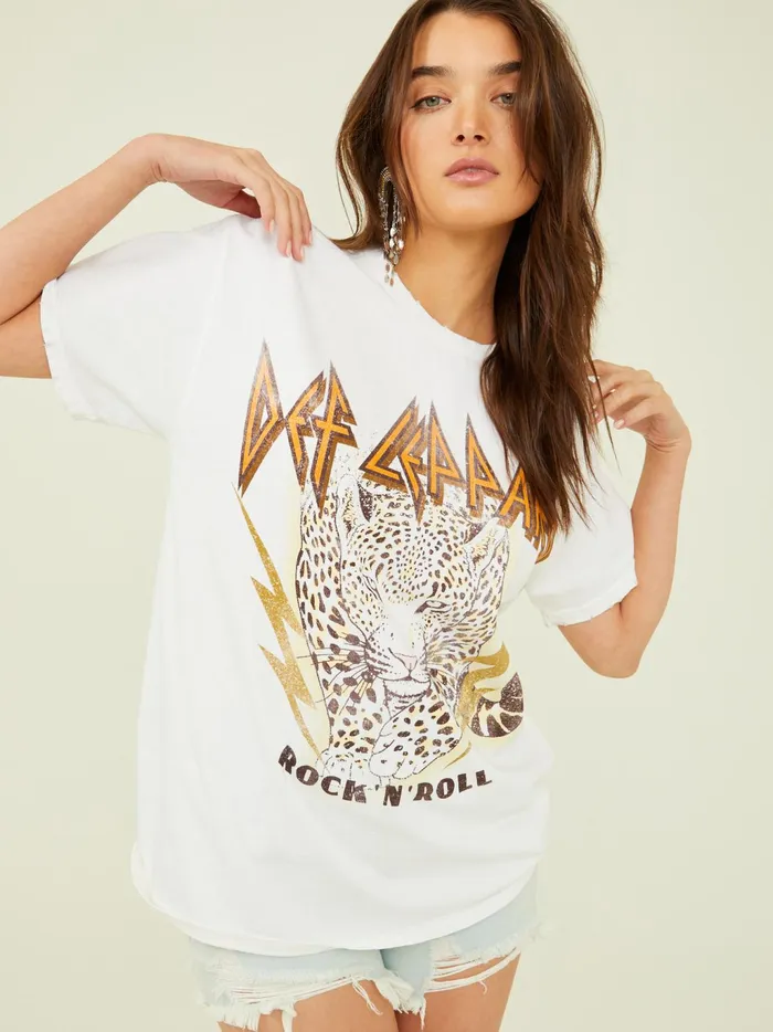 Women Altar039d State Graphics Def Leppard Graphic Band Tee Whisperwhite