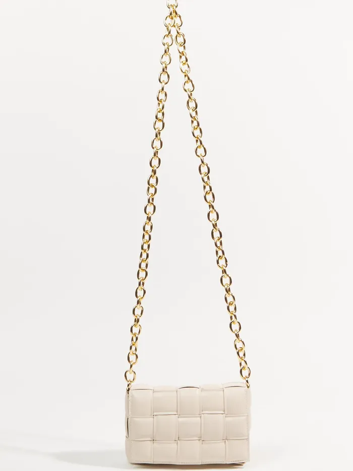 Women Altar039d State Handbags Woven Chain Strap Purse Oatmilk