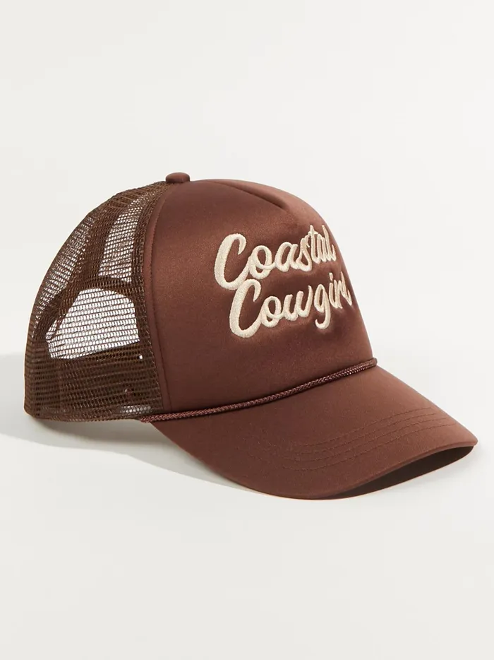 Women Altar039d State Hats Coastal Cowgirl Embroidered Trucker Hat Brown