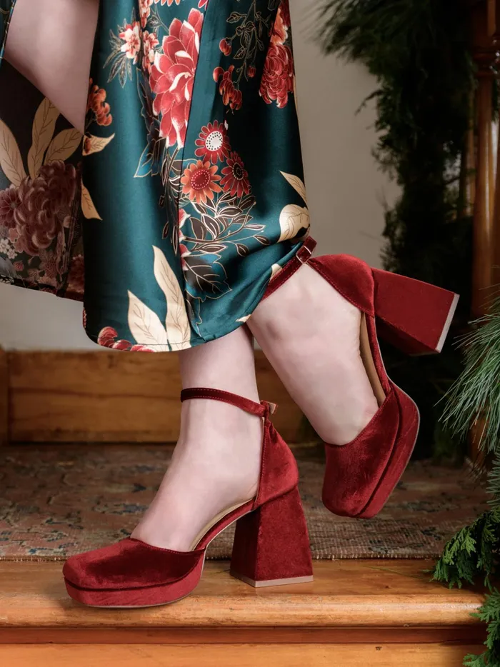 Women Altar039d State Heels Misha Velvet Platform Heels By Matisse Burgundy