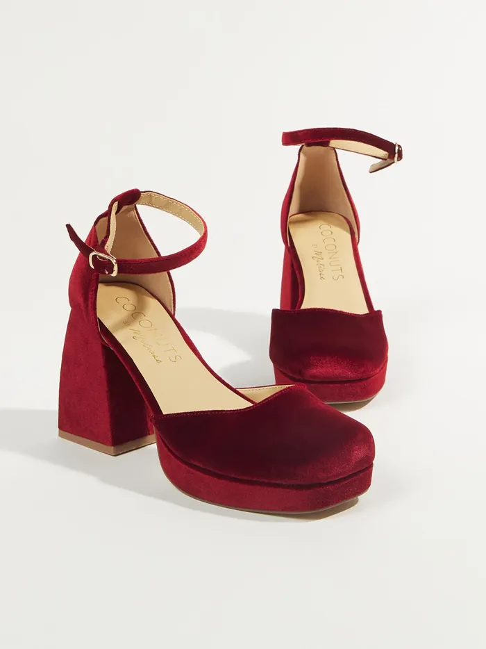 Women Altar039d State Heels Misha Velvet Platform Heels By Matisse Burgundy