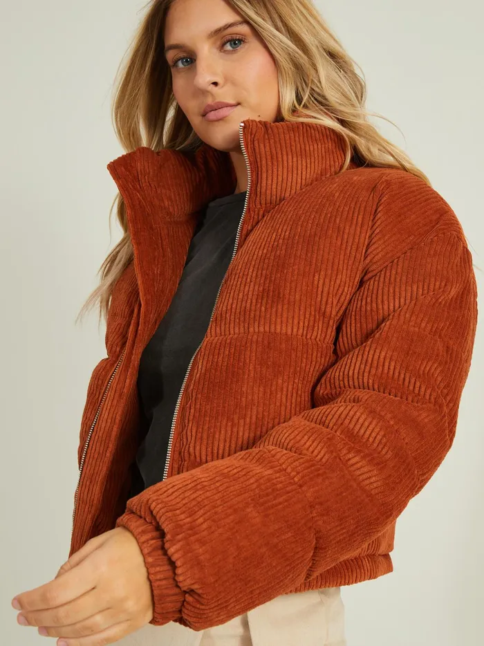 Women Altar039d State Jackets Aria Corduroy Puffer Jacket Rust