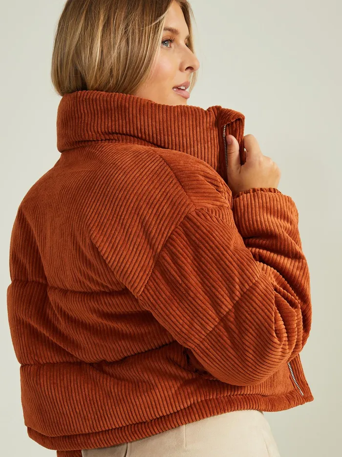 Women Altar039d State Jackets Aria Corduroy Puffer Jacket Rust