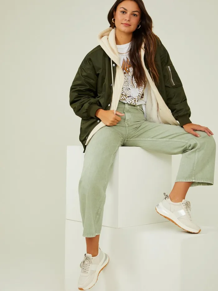 Women Altar039d State Jackets Hunter Hooded Varsity Jacket Olive