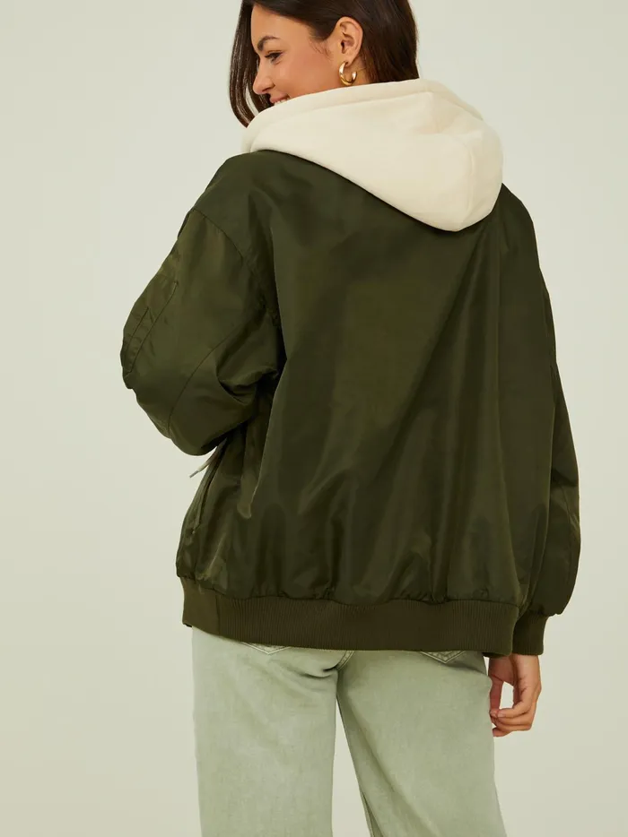 Women Altar039d State Jackets Hunter Hooded Varsity Jacket Olive
